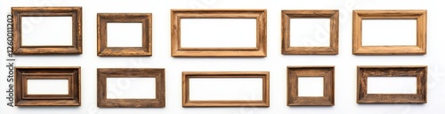 Picture frames isolated on white background luxury gold Vintage set