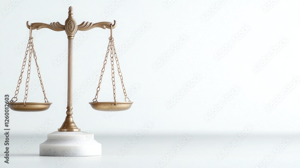 Gold Scale of Justice on White Background. Possible Use Stock photo for legal themes Gold Scale of Justice on White Background. Possible Use Stock photo for legal themes