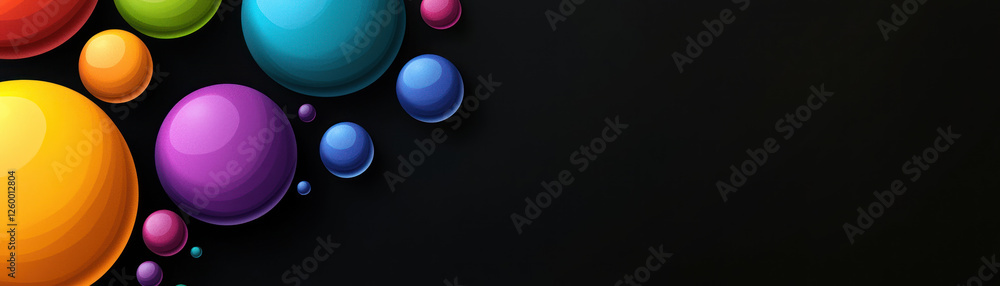 Obraz premium Colorful spheres on dark background create vibrant visual effect