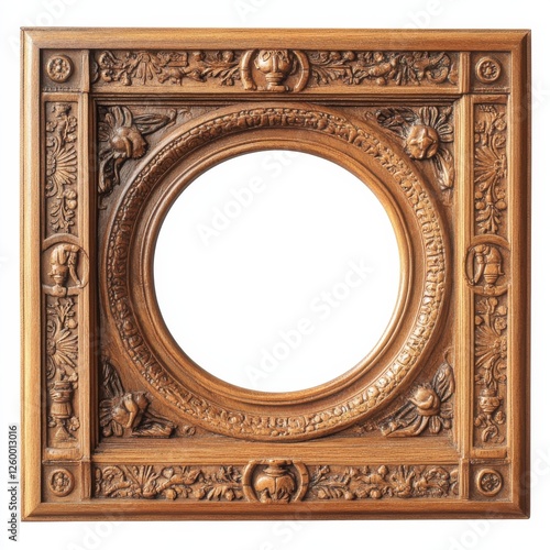 Picture frames isolated on white background luxury gold Vintage set