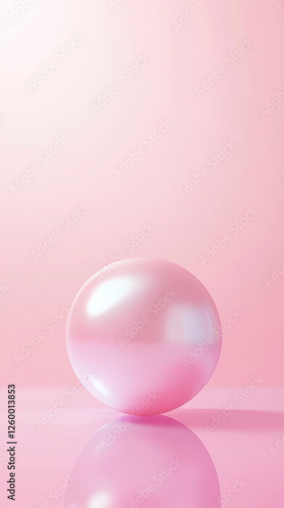 Pink sphere on a pink surface with reflective qualities Pink sphere on a pink surface with reflective qualities