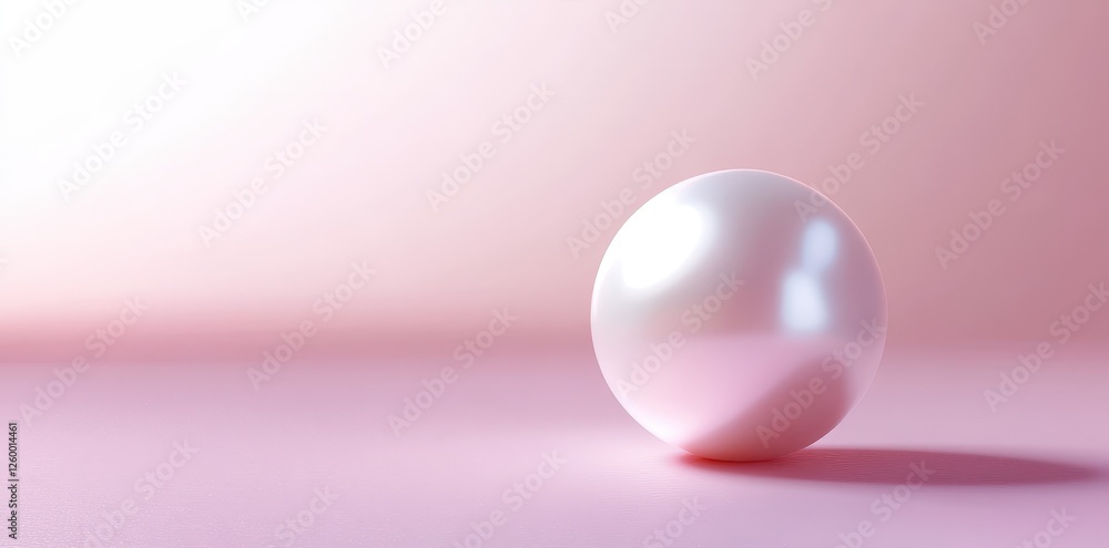 Elegant pearly sphere on a soft pink background