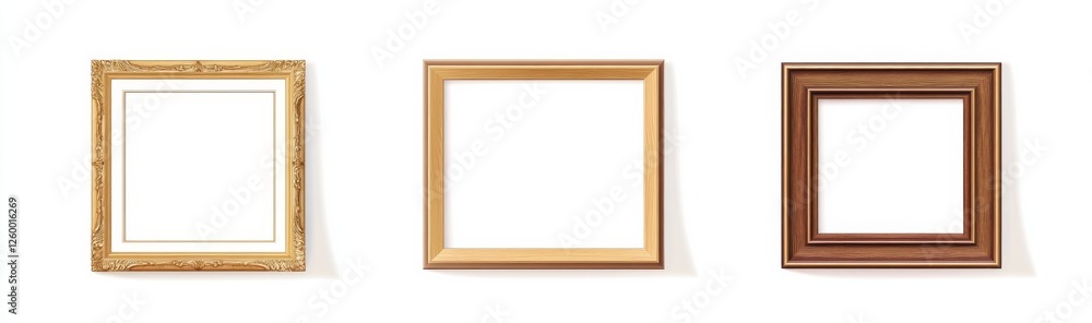 Picture frames isolated on white background luxury gold Vintage set Picture frames isolated on white background luxury gold Vintage set