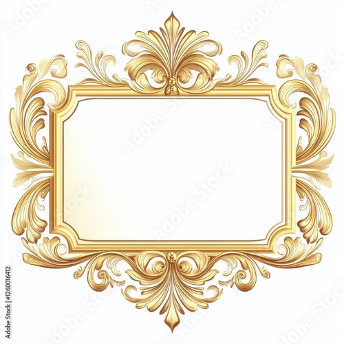 Picture frames isolated on white background luxury gold Vintage set