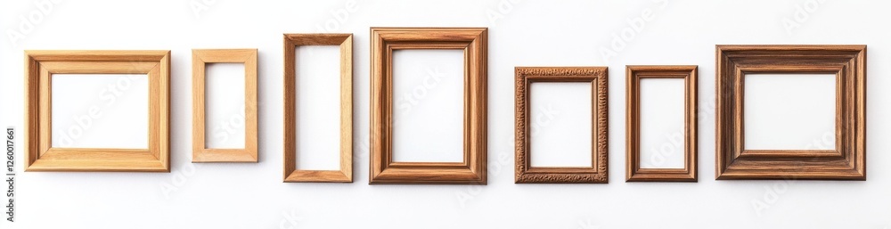 Picture frames isolated on white background luxury gold Vintage set