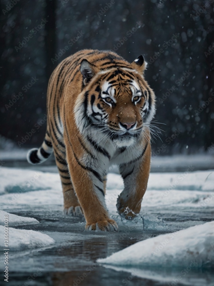 Obraz premium a big tiger in the snow