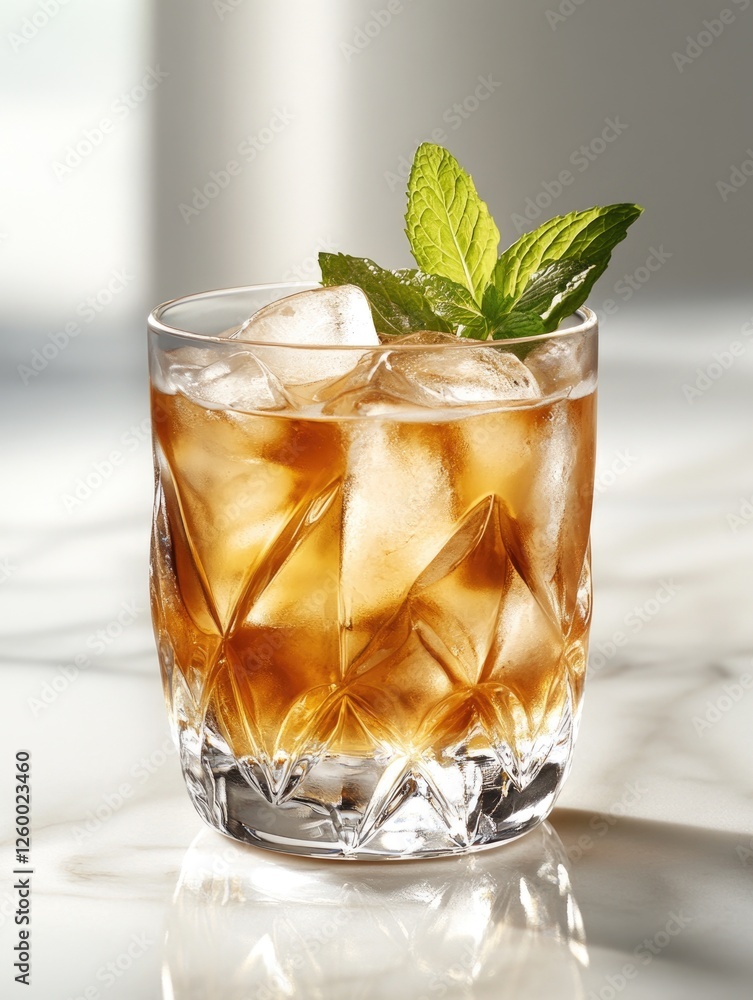 A chilled drink with mint garnish, perfect for summer gatherings and relaxation. A chilled drink with mint garnish, perfect for summer gatherings and relaxation.