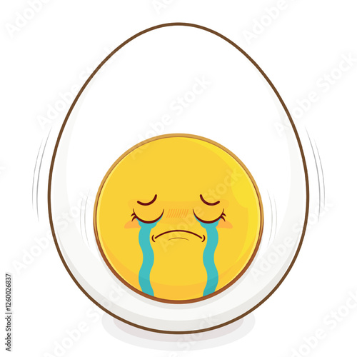 egg boiled crying face cartoon cute