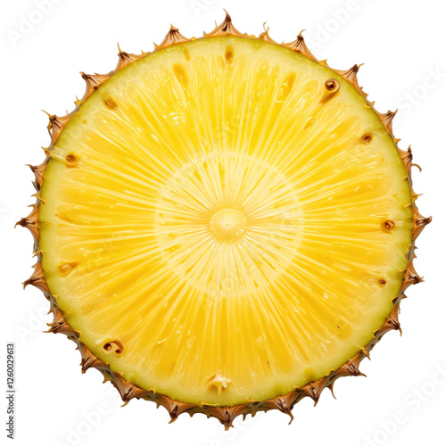 Cross-Section of Pineapple Showing Juicy and Vibrant Yellow Flesh photo