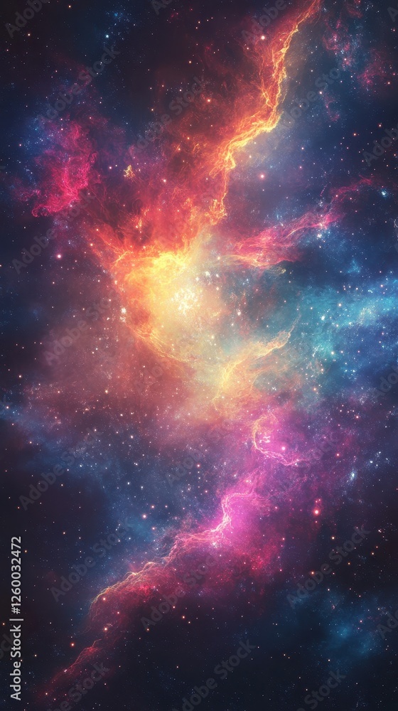 Cosmic clouds and starlight create a vibrant and ethereal nebula Cosmic clouds and starlight create a vibrant and ethereal nebula