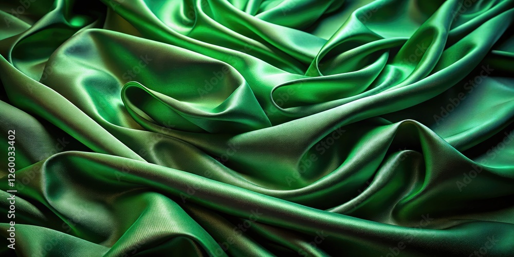 Smooth, dark green fabric drapes, a luxurious cascade in the night's shadows. Smooth, dark green fabric drapes, a luxurious cascade in the night's shadows.