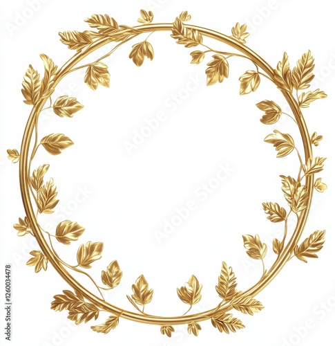 frame picture oval round isolated on white background luxury vintage retro gold