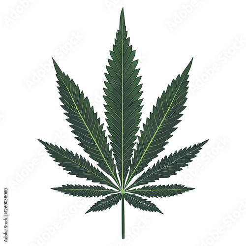 Iconic Marijuana Leaf with Intricate Details in Botanical Art Style