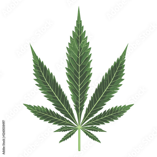 Iconic Marijuana Leaf with Intricate Details in Botanical Art Style