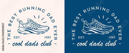 Father's day sports running fit dad the best runner ever marathoner coach cool dads club printable card. Retro navy blue aesthetic run active lifestyle funny humor quotes shirt design birthday gifts.