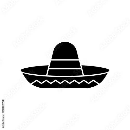 Mexican Sombrero Hat Silhouette Icon Design