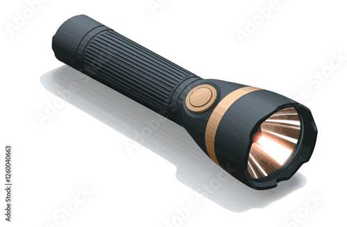  Digital Illustration of a Durable LED Flashlight for Outdoor and Emergency Use