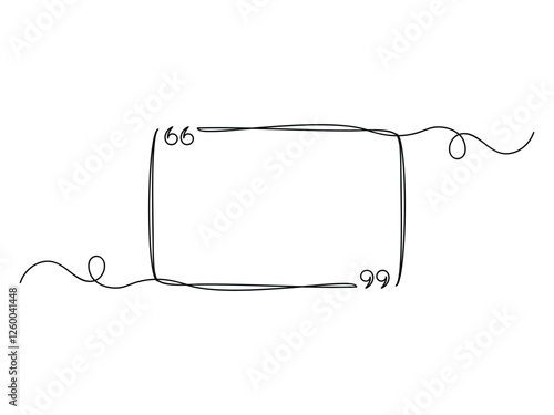 Continuous one line quote frame art isolated vector illustration.