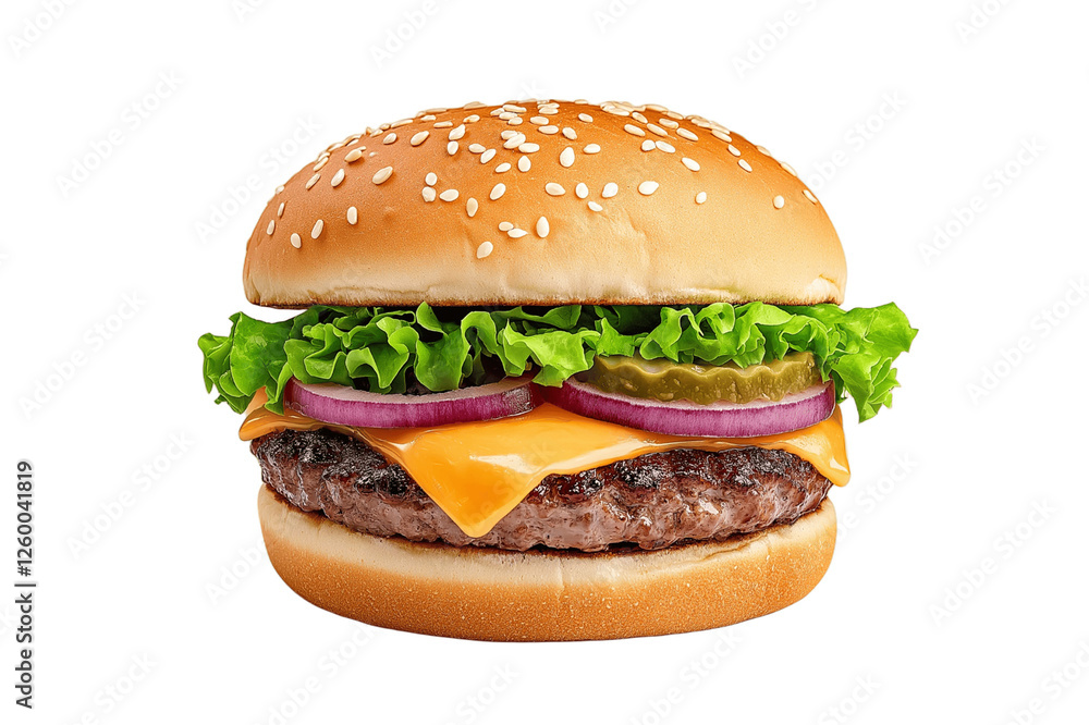 Street food burger with dripping cheese, bold colors, pop art style, isolated on white background
Street food burger with dripping cheese, bold colors, pop art style, isolated on white background