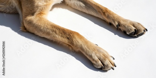 Dog Legs in Top View on White Background – Detailed Close-Up of Canine Limbs