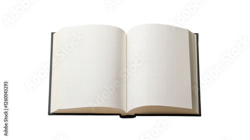 open blank book mockup with white paper pages, perfect for showcasing designs or notes. Ideal for presentations, creative projects, or educational purposes