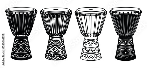 African Djembe Drums Set vector silhouette