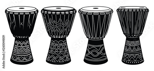 African Djembe Drums Set vector silhouette