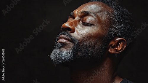 black man praying on black background with copy space praying concept
