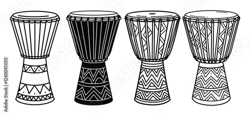 African Djembe Drums Set vector silhouette photo