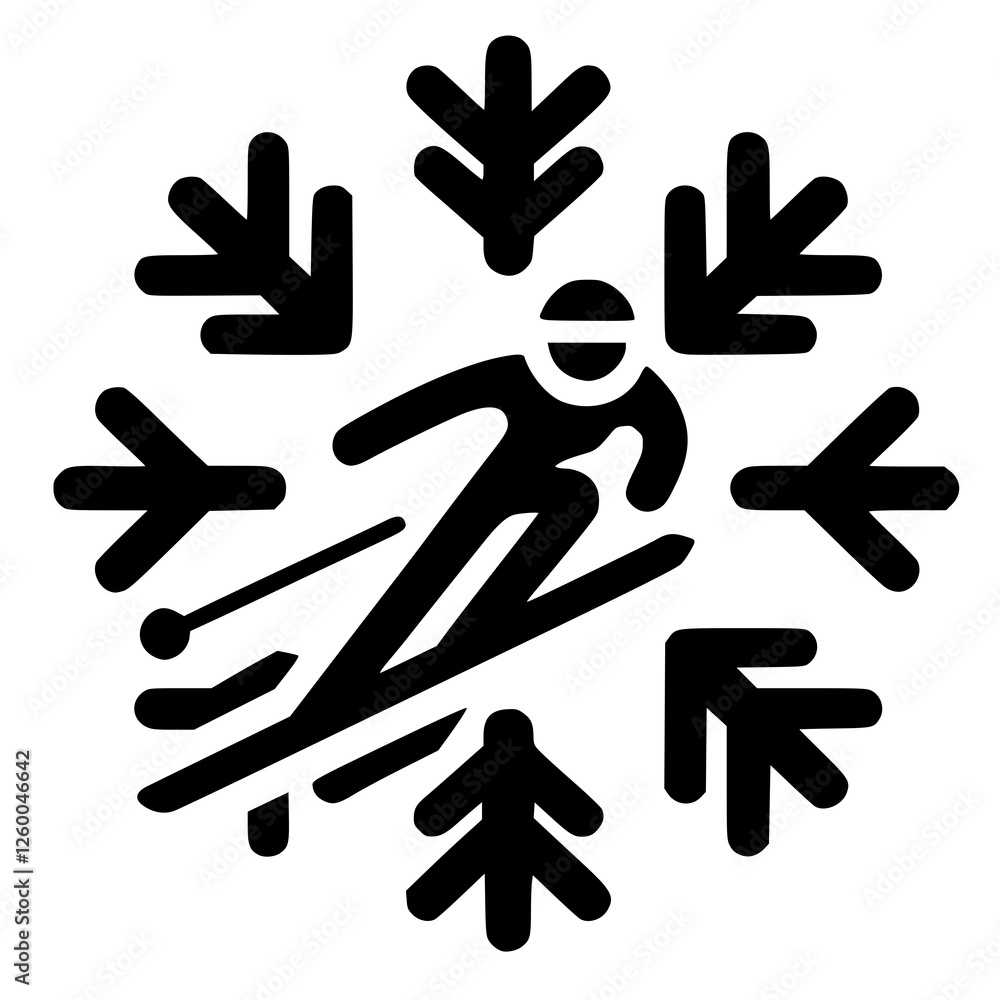 Fototapeta premium minimalist ski club logo with a stylized snowflake