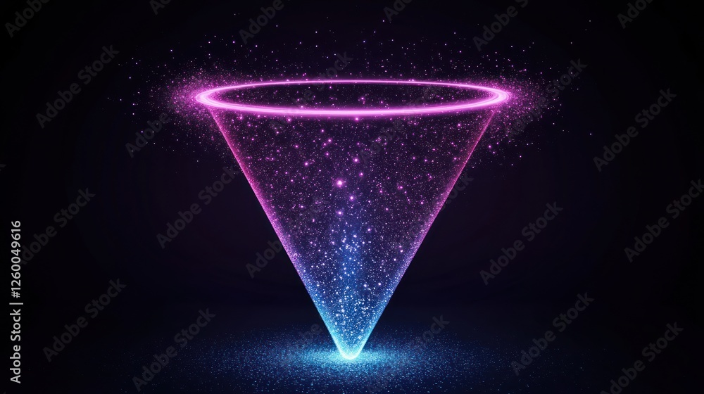 Fototapeta premium Glowing Cone of Light and Particles Abstract Design