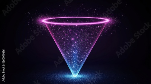 Glowing Cone of Light and Particles Abstract Design