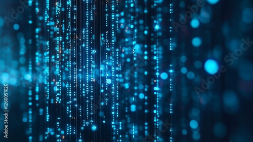 Wallpaper Mural Abstract blue digital data stream background with glowing particles and lines. Torontodigital.ca