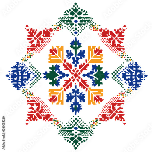 Tableau sur toile symmetrical Slovak folk embroidery design, inspired by traditional patterns