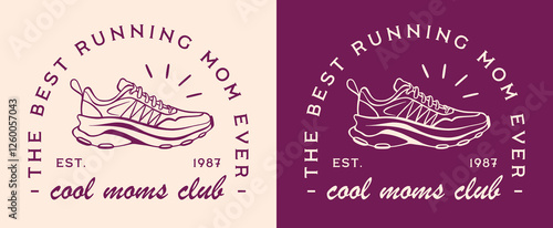 Mother's day sports running fit mom the best runner ever marathoner mama cool moms club printable card. Retro purple aesthetic run active lifestyle funny quotes for shirt design print birthday gifts.