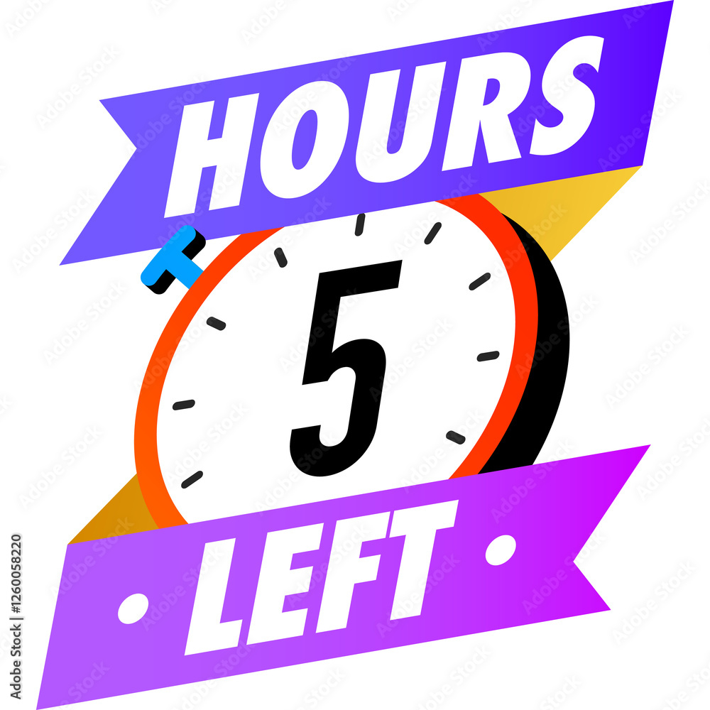 Obraz premium Countdown 5 hours left badges color style