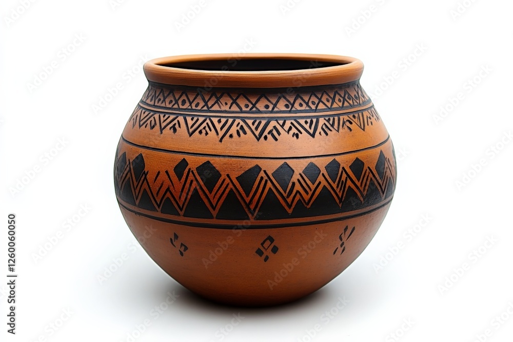 Traditional handcrafted pottery featuring intricate geometric designs from indigenous culture Traditional handcrafted pottery featuring intricate geometric designs from indigenous culture
