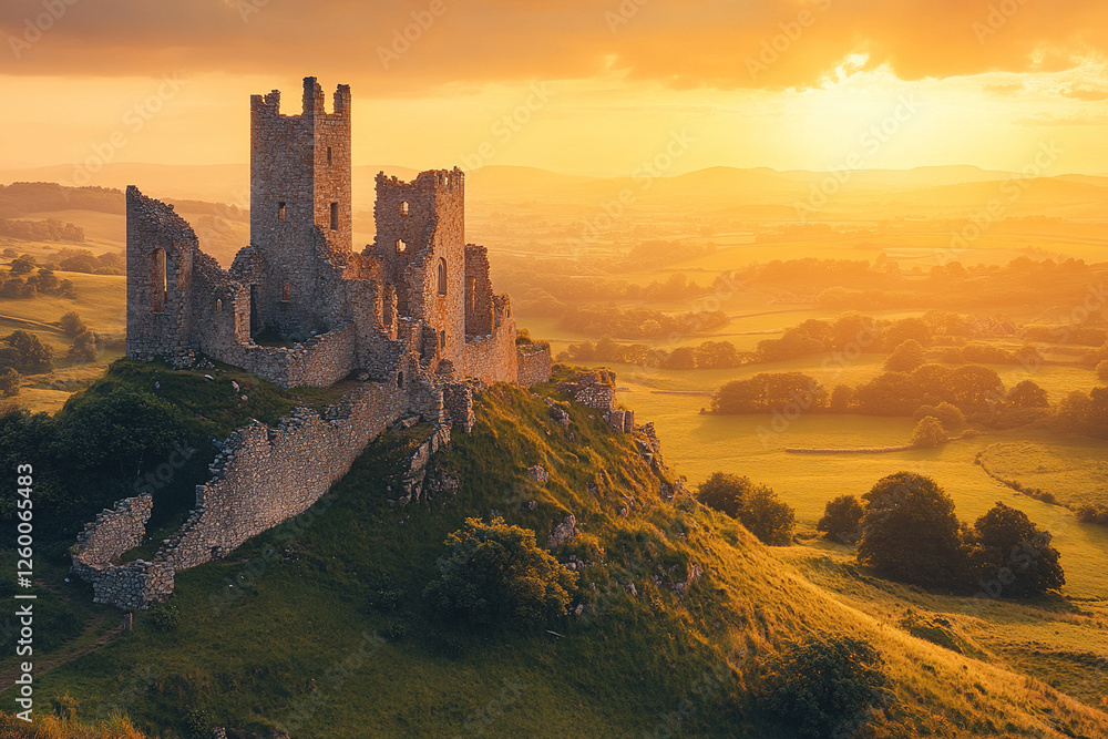 Fototapeta premium Castle Ruins at Sunset
