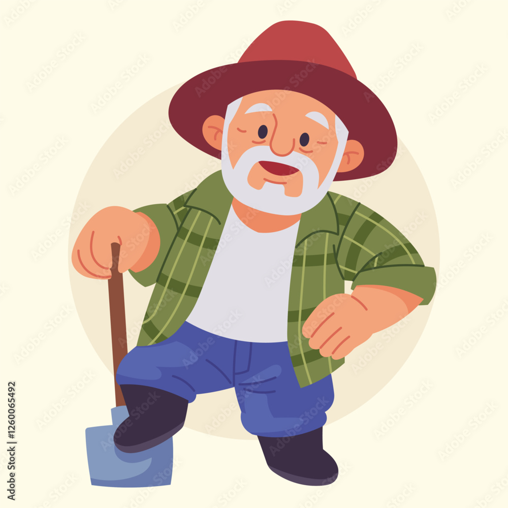 Naklejka premium Flat Vector Farmer Illustration