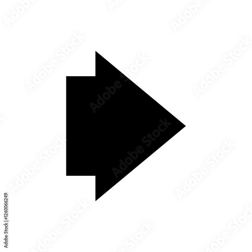 Straight short wide arrow. Vector symbol and icon on white background.