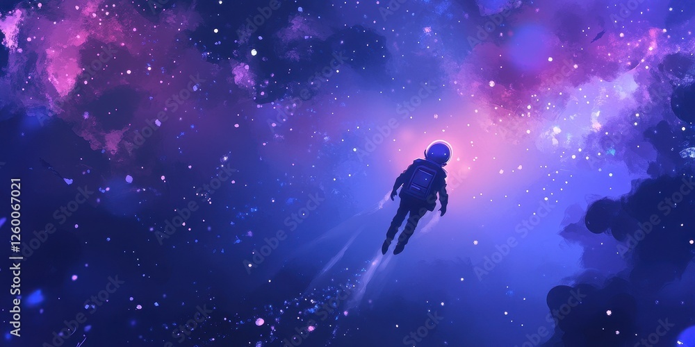An astronaut floats in space amidst a vibrant nebula An astronaut floats in space amidst a vibrant nebula