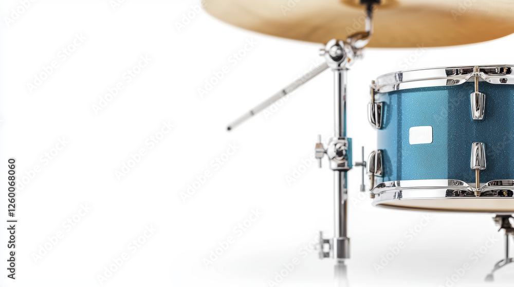 close up of blue drum with chrome hardware, showcasing its vibrant color and sleek design close up of blue drum with chrome hardware, showcasing its vibrant color and sleek design