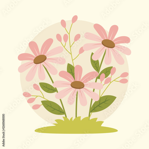 Flat Vector Spring Flower Illustration