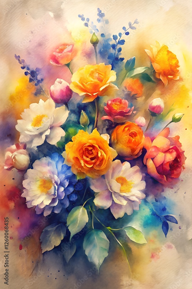 custom made wallpaper toronto digitalColorful flowers wallpaper 3D rendering 3D illustration,