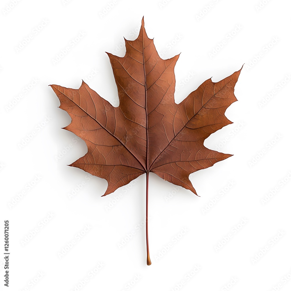 Obraz premium Brown maple leaf isolated on white background, autumn design element