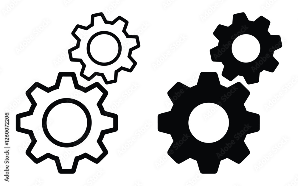 Gear icon set vector. setting icon vector symbol on white background Gear icon set vector. setting icon vector symbol on white background