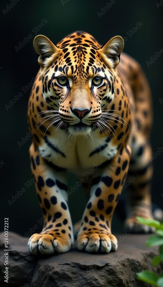 Obraz premium Perfectly preserved leopard, poised for the strike, stealth, ready, Africa