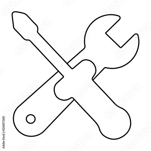 Crossed wrench and screwdriver. Repair or rebuilding icon vector on white background