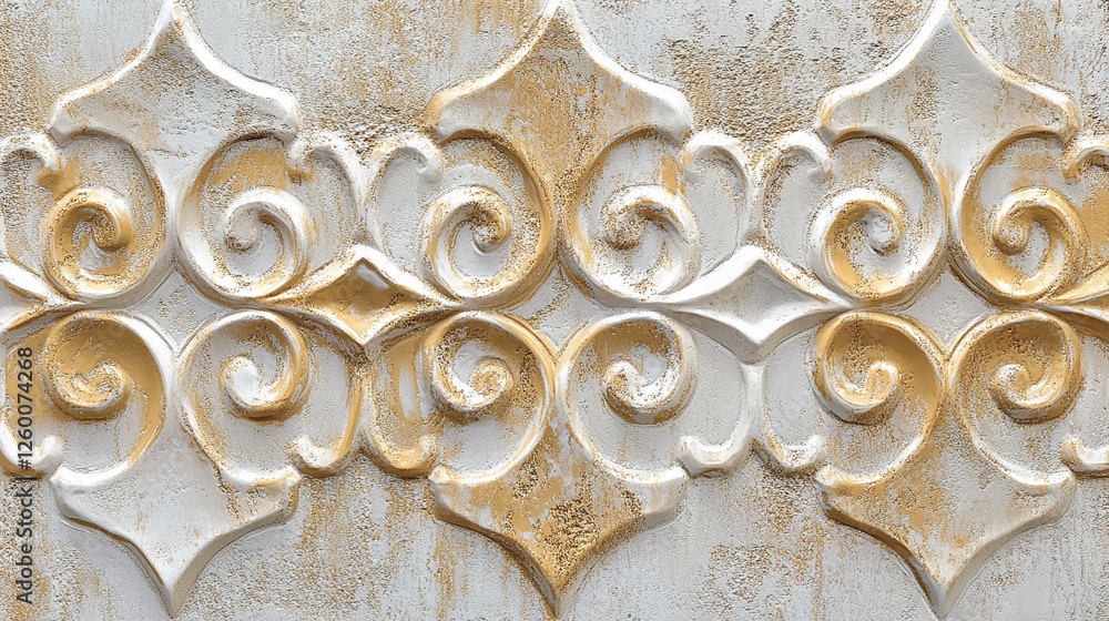 Fototapeta premium Biały marmur, stiuk złoty wzór, tło dla projektu, tapeta.