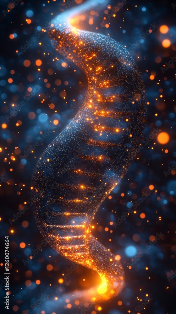 Glowing abstract dna strand in cosmic bokeh background Glowing abstract dna strand in cosmic bokeh background